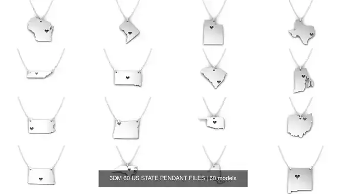 3DM 60 US STATE PENDANT FILES 3D Model Collection