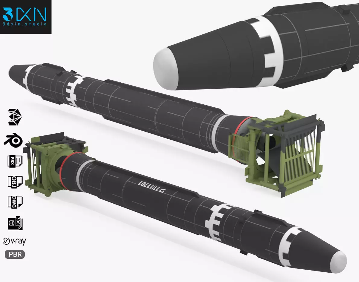 Hwasong-15 Intercontinental Ballistic Missile 3D model_0