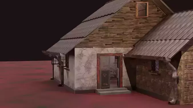 Horror house with Second Floor Bathroom human organs Artifacts Low-poly 3D model