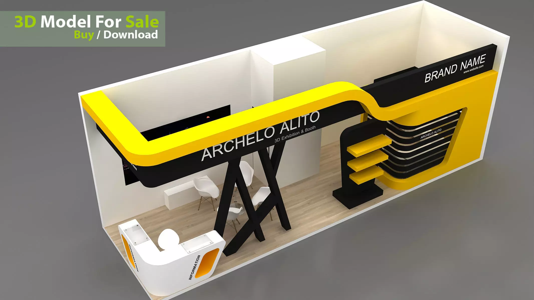 3d Exhibition Low-poly 3D model_2