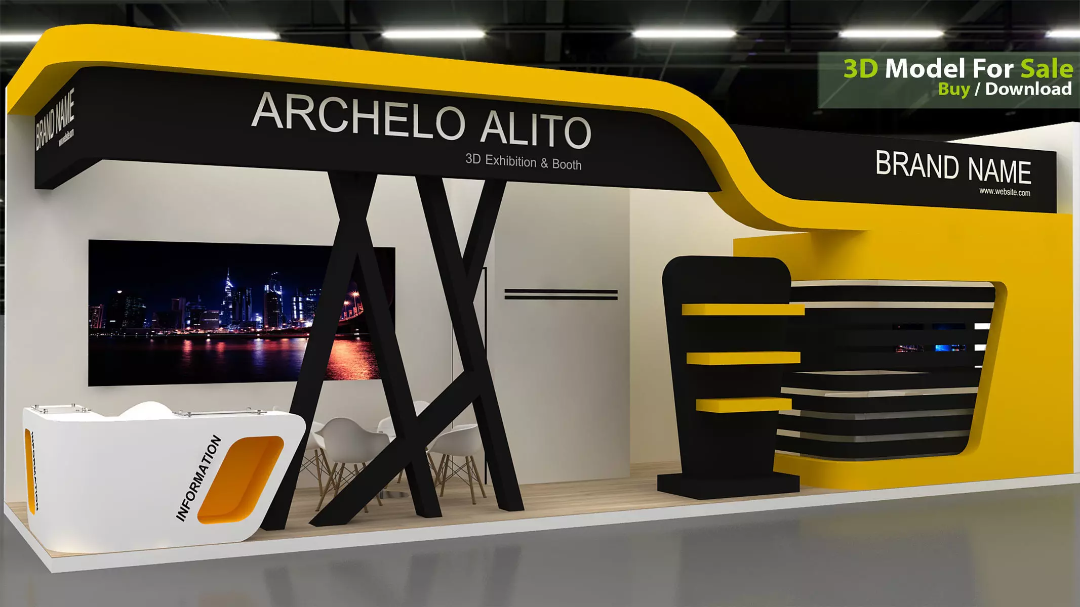 3d Exhibition Low-poly 3D model_0