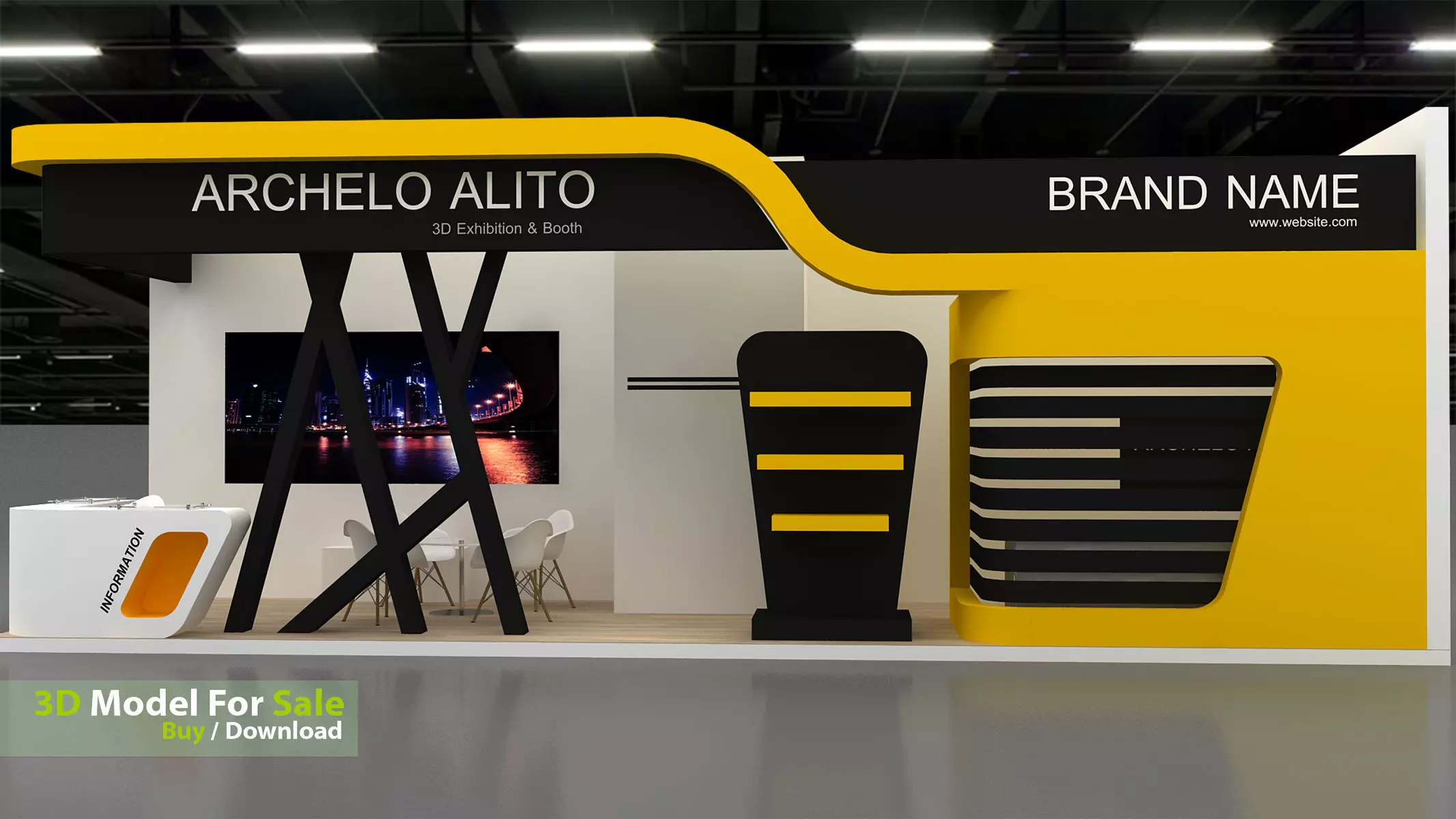 3d Exhibition Low-poly 3D model_1