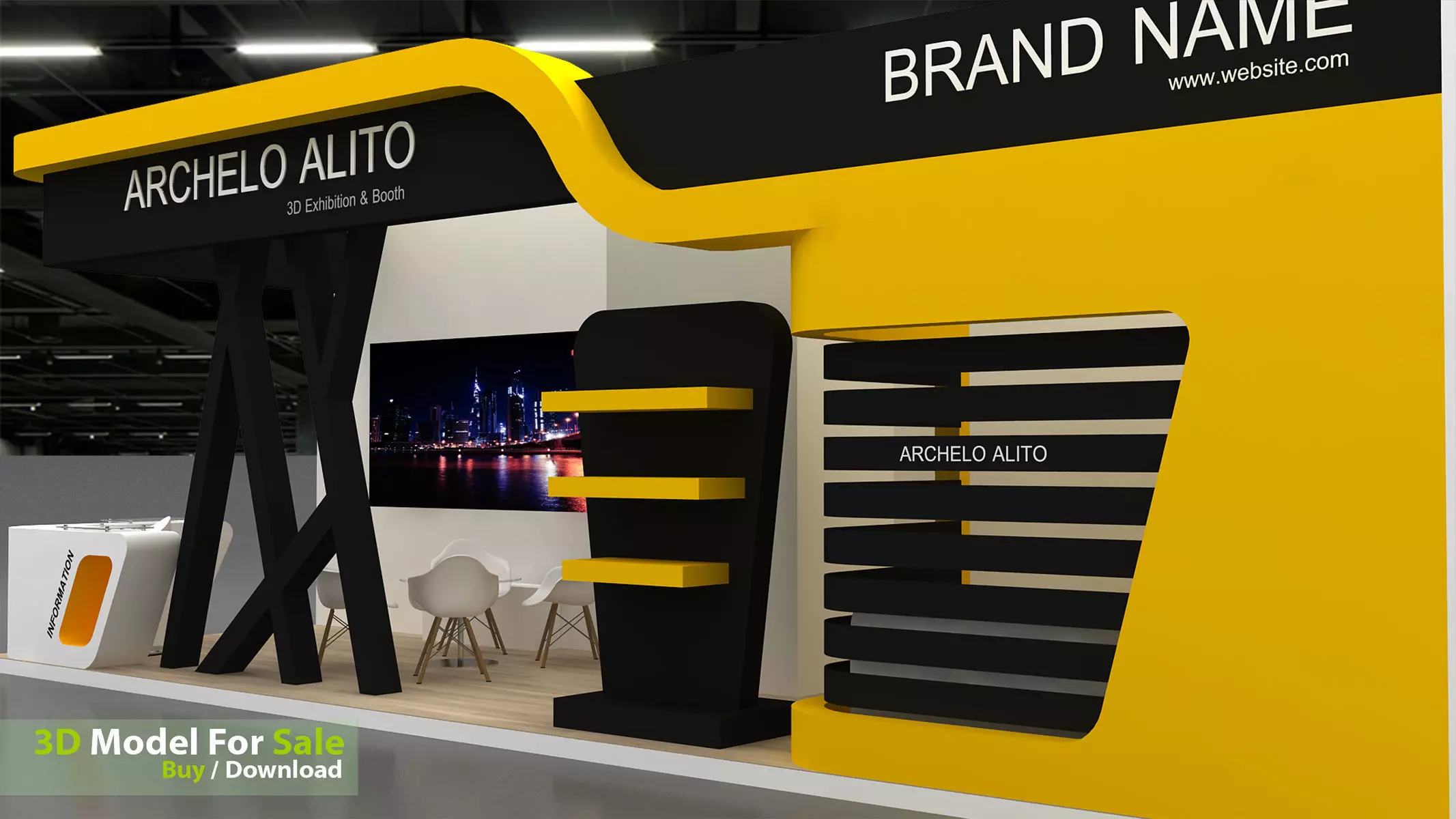 3d Exhibition Low-poly 3D model_4