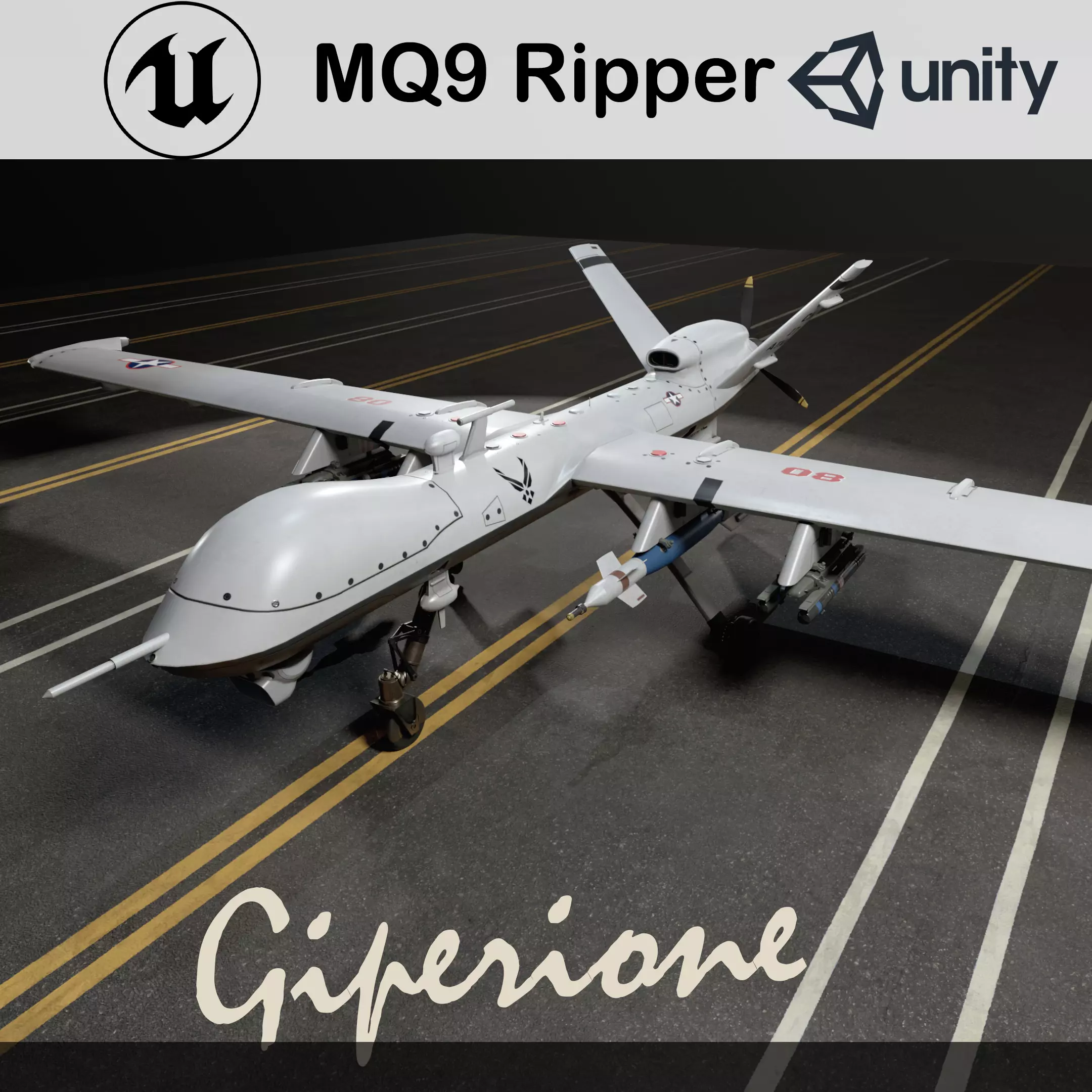 MQ9 Ripper Low-poly 3D model_0
