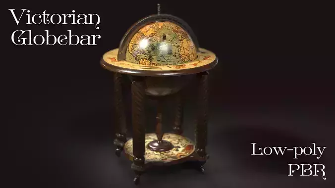 Victorian Antique Globe Bar Low-poly 3D model