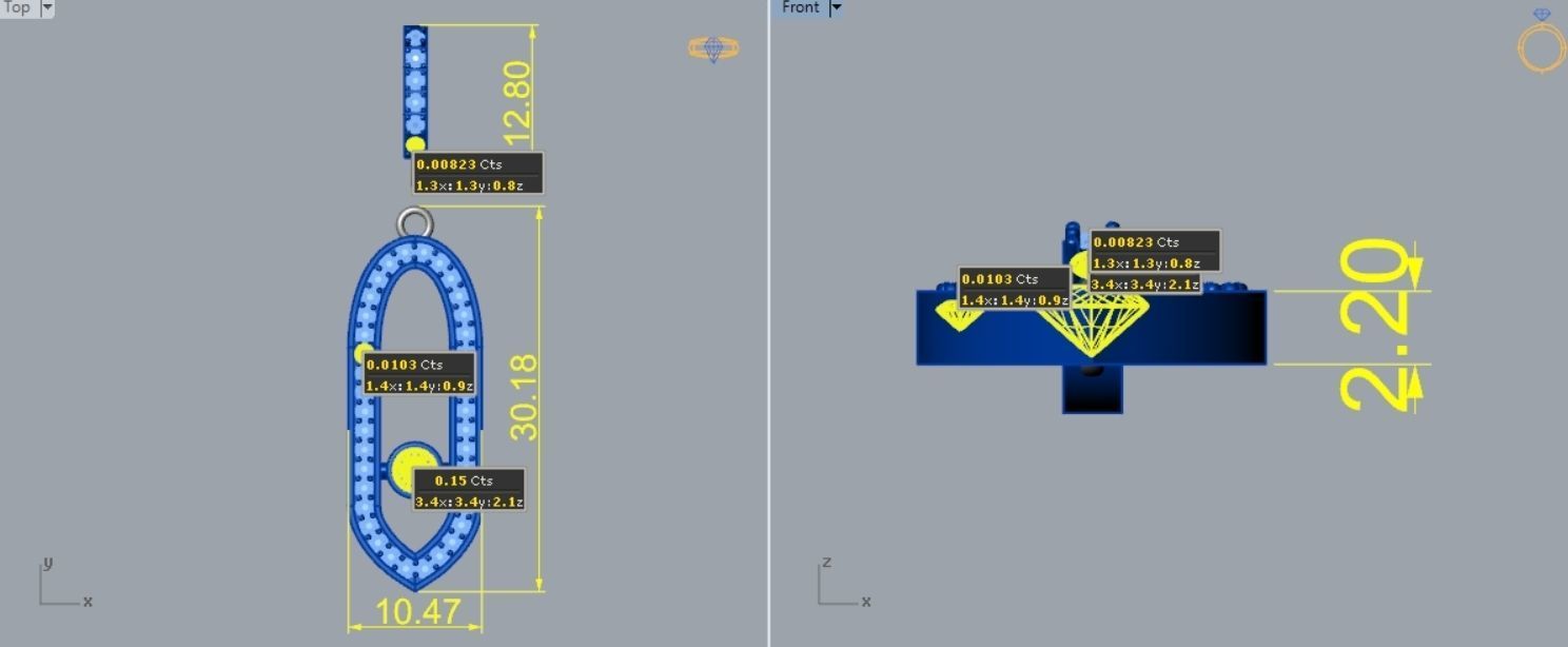 Diamond Bezel Pendant P 074 3D print model_4