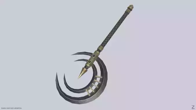 Dark fantasy weapon Low-poly 3D model