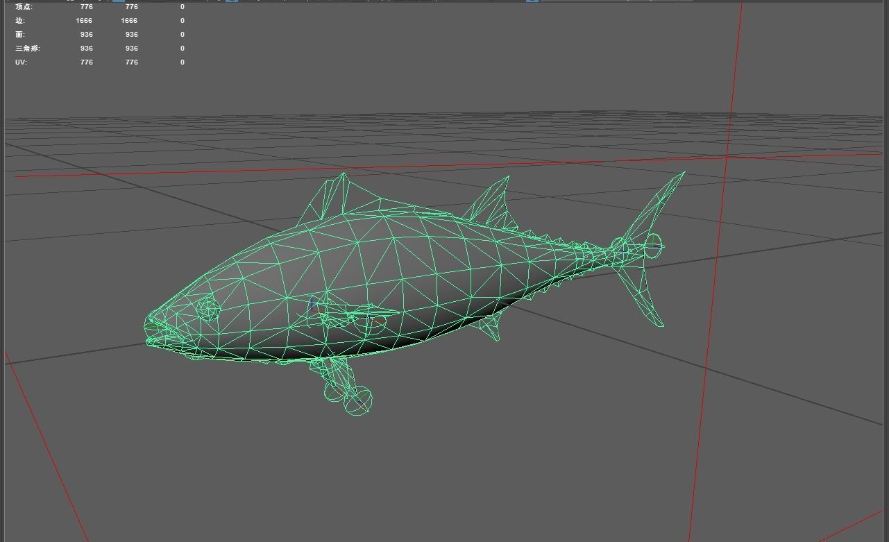 Tuna fish Low-poly 3D model_2