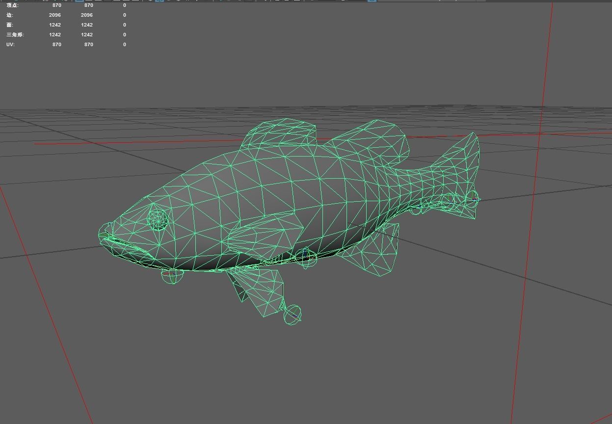 Bass fish Low-poly 3D model_6