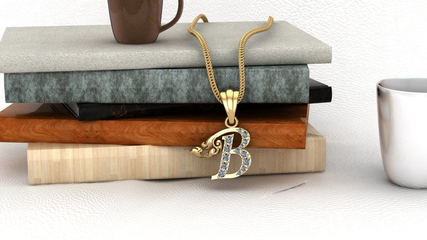 Initial Letters Pendant B 3D print model 3D print model_2