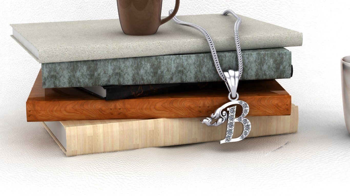 Initial Letters Pendant B 3D print model 3D print model_6