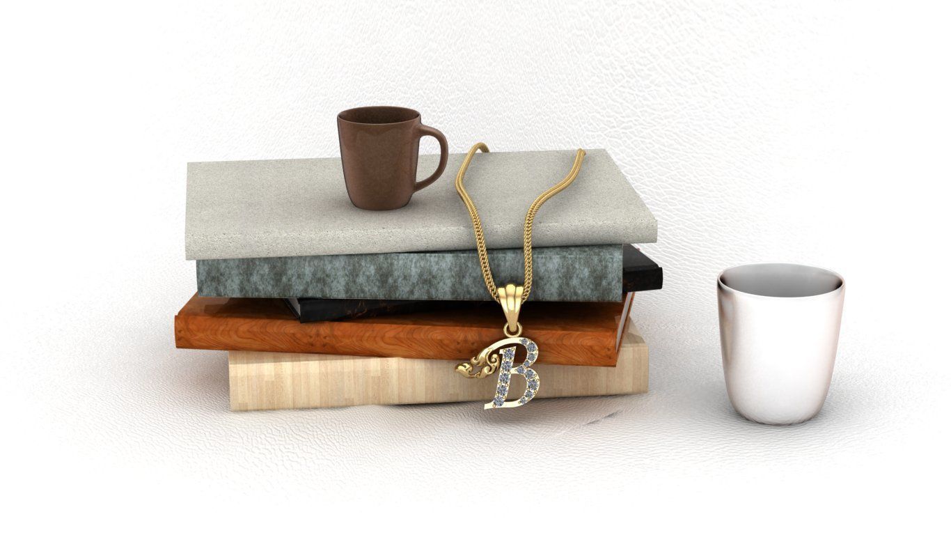 Initial Letters Pendant B 3D print model 3D print model_4