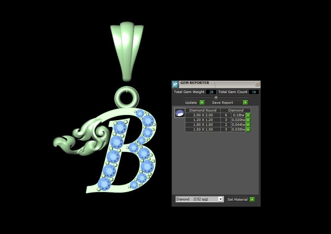 Initial Letters Pendant B 3D print model 3D print model_8