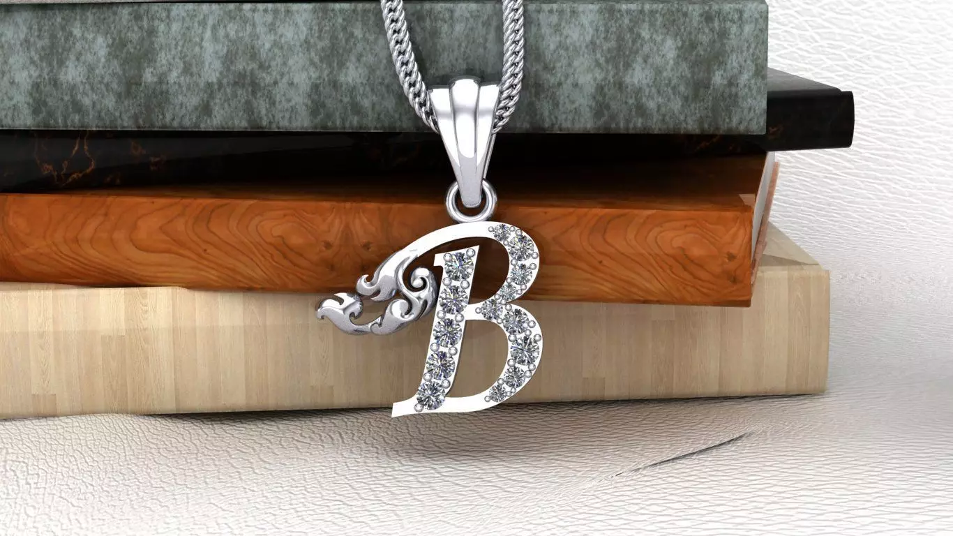 Initial Letters Pendant B 3D print model 3D print model_0
