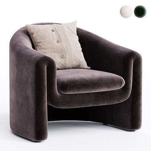 Pollman Upholstered Barrel Chair Low-poly 3D model