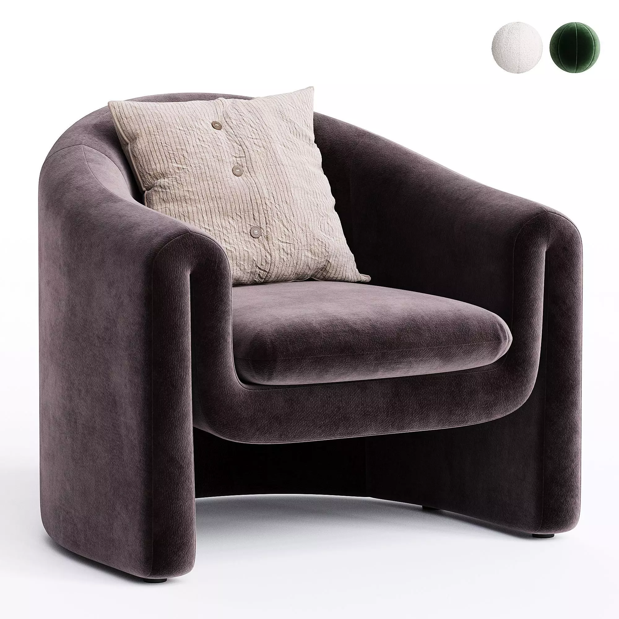 Pollman Upholstered Barrel Chair Low-poly 3D model_0