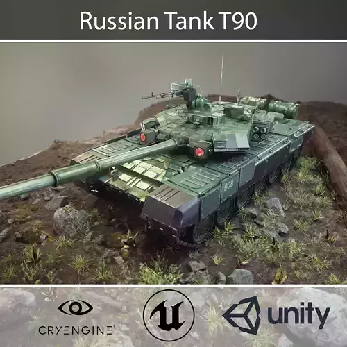 Tank T90 Low-poly 3D model