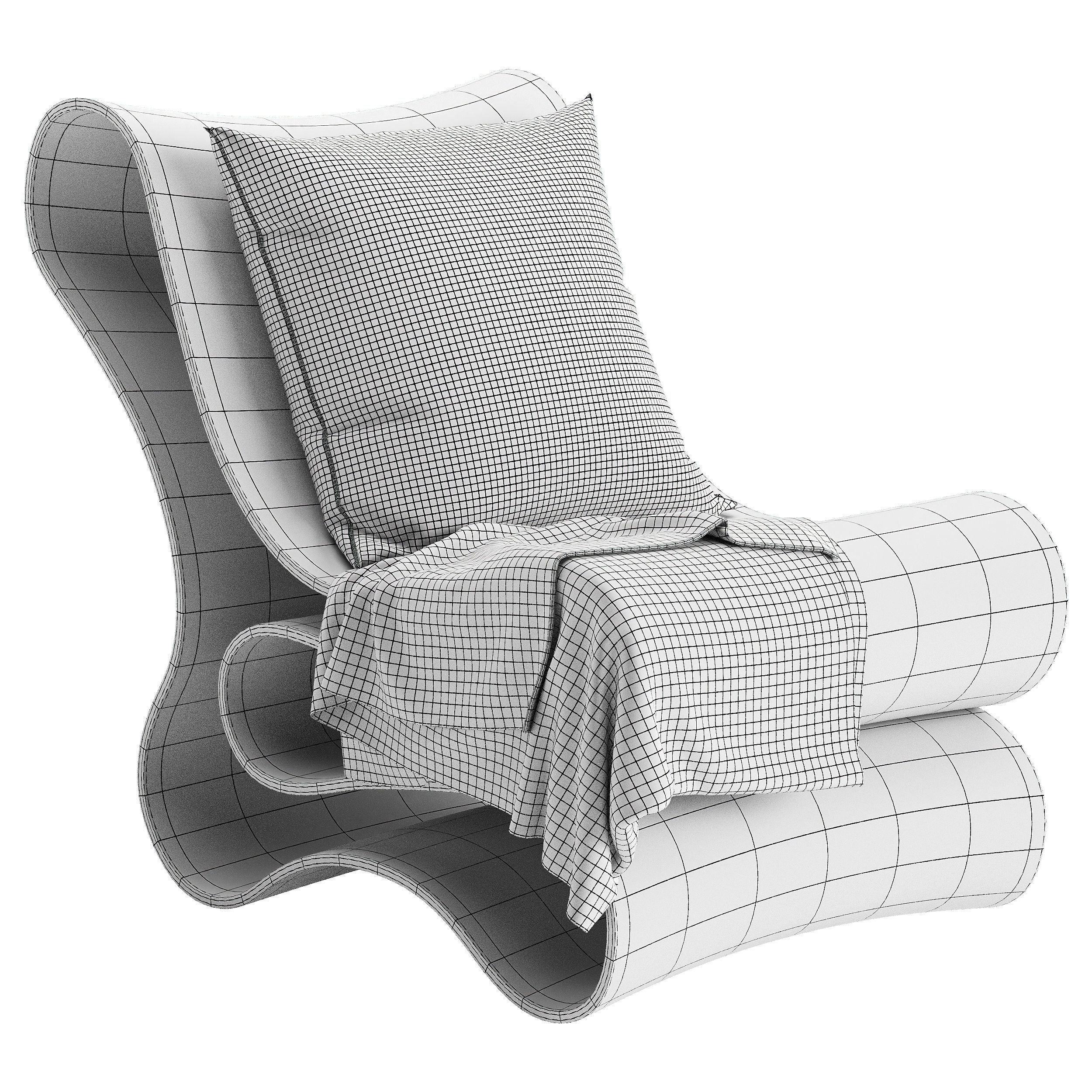 Reform Lounge Chair Wood Low-poly 3D model_4