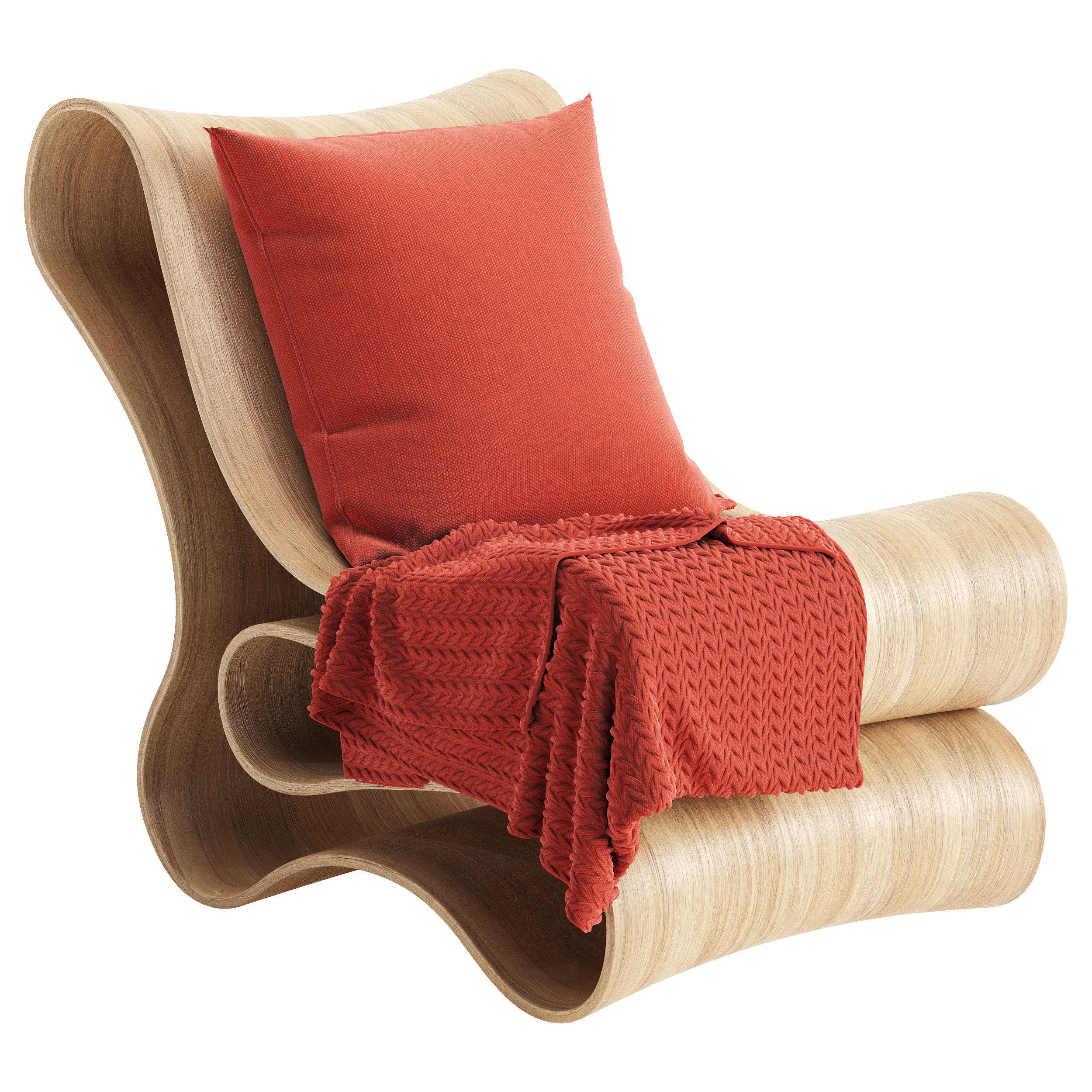 Reform Lounge Chair Wood Low-poly 3D model_1