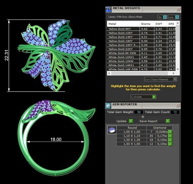 maple leaf ring 3D print model_1