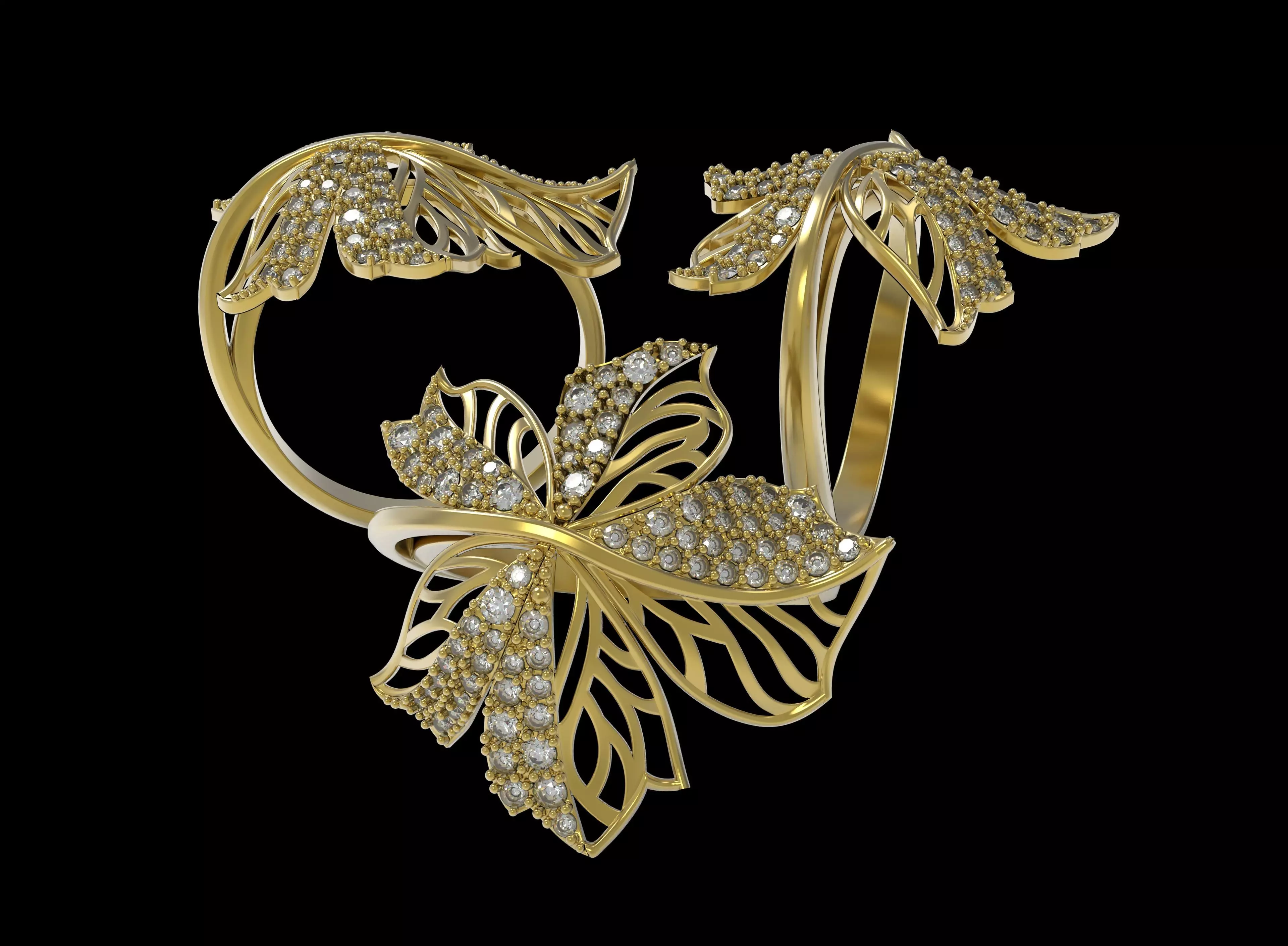 maple leaf ring 3D print model_0