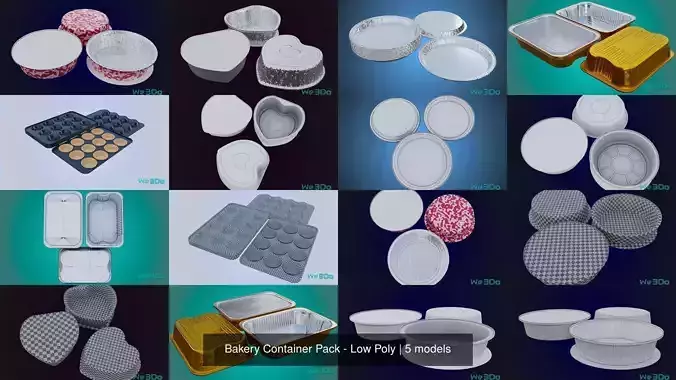 Bakery Container Pack - Low Poly 3D Model Collection