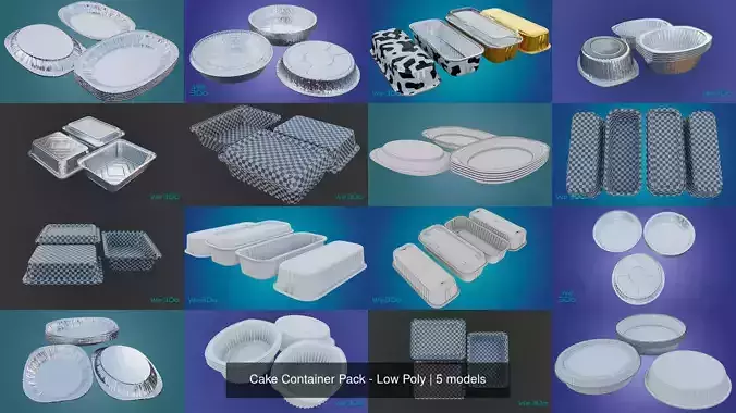 Cake Container Pack - Low Poly 3D Model Collection