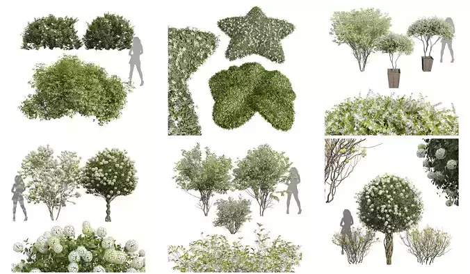  6 Different SETS of  Tree Bush SET VOL33 3D Model Collection