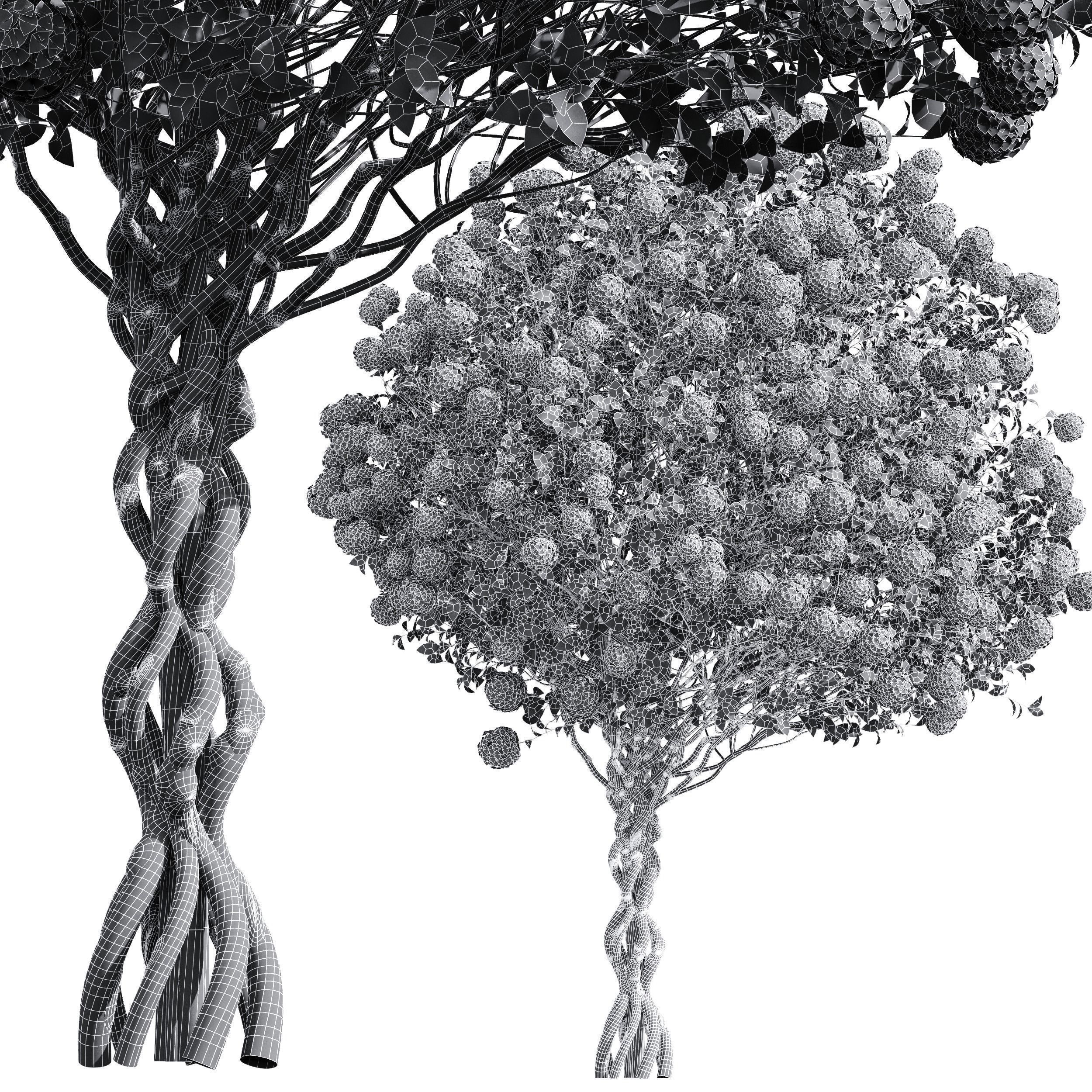  6 Different SETS of  Tree Bush SET VOL33 3D Model Collection_24