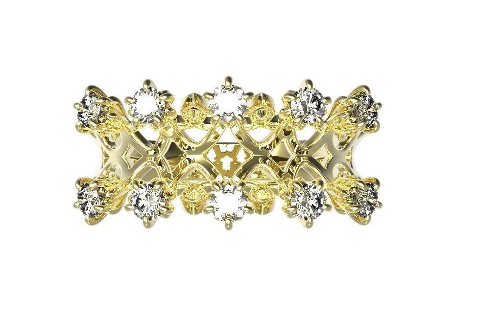 Ring gold tiara with diamonds 3D print model_1