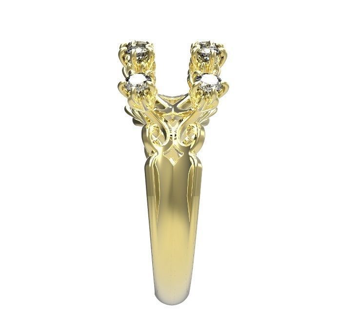 Ring gold tiara with diamonds 3D print model_9