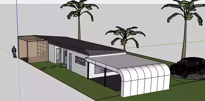 modern house with cars