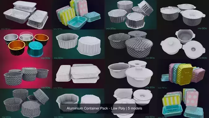 Aluminium Container Pack - Low Poly 3D Model Collection