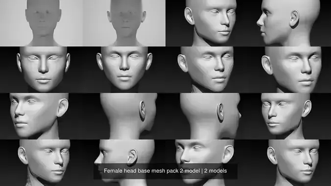 Female head base mesh pack 2 model