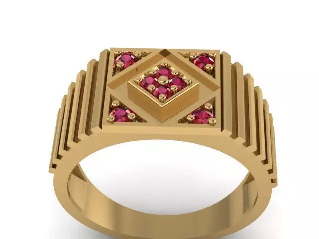 DIAMOND GENTS RING  3dm stl obj mtl  3D print model_0