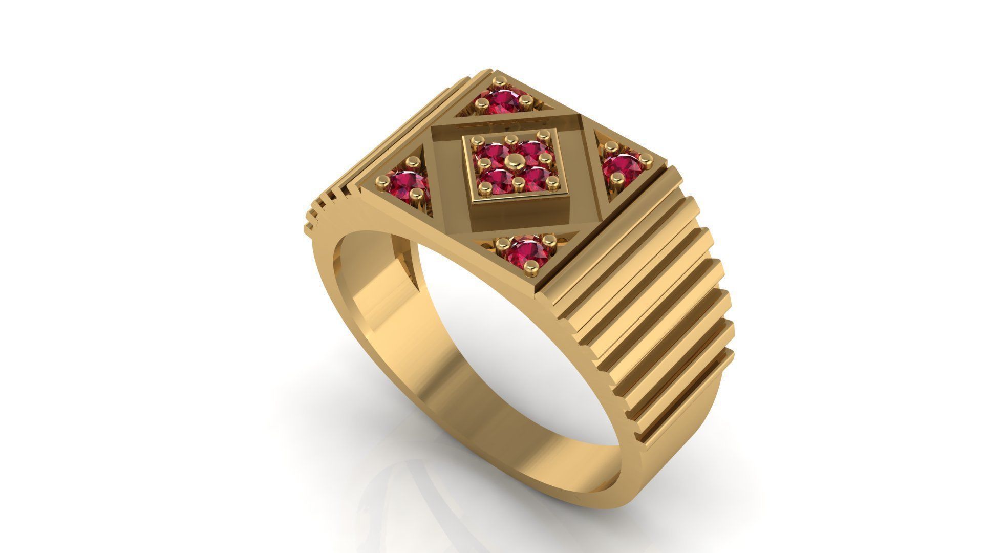 DIAMOND GENTS RING  3dm stl obj mtl  3D print model_3