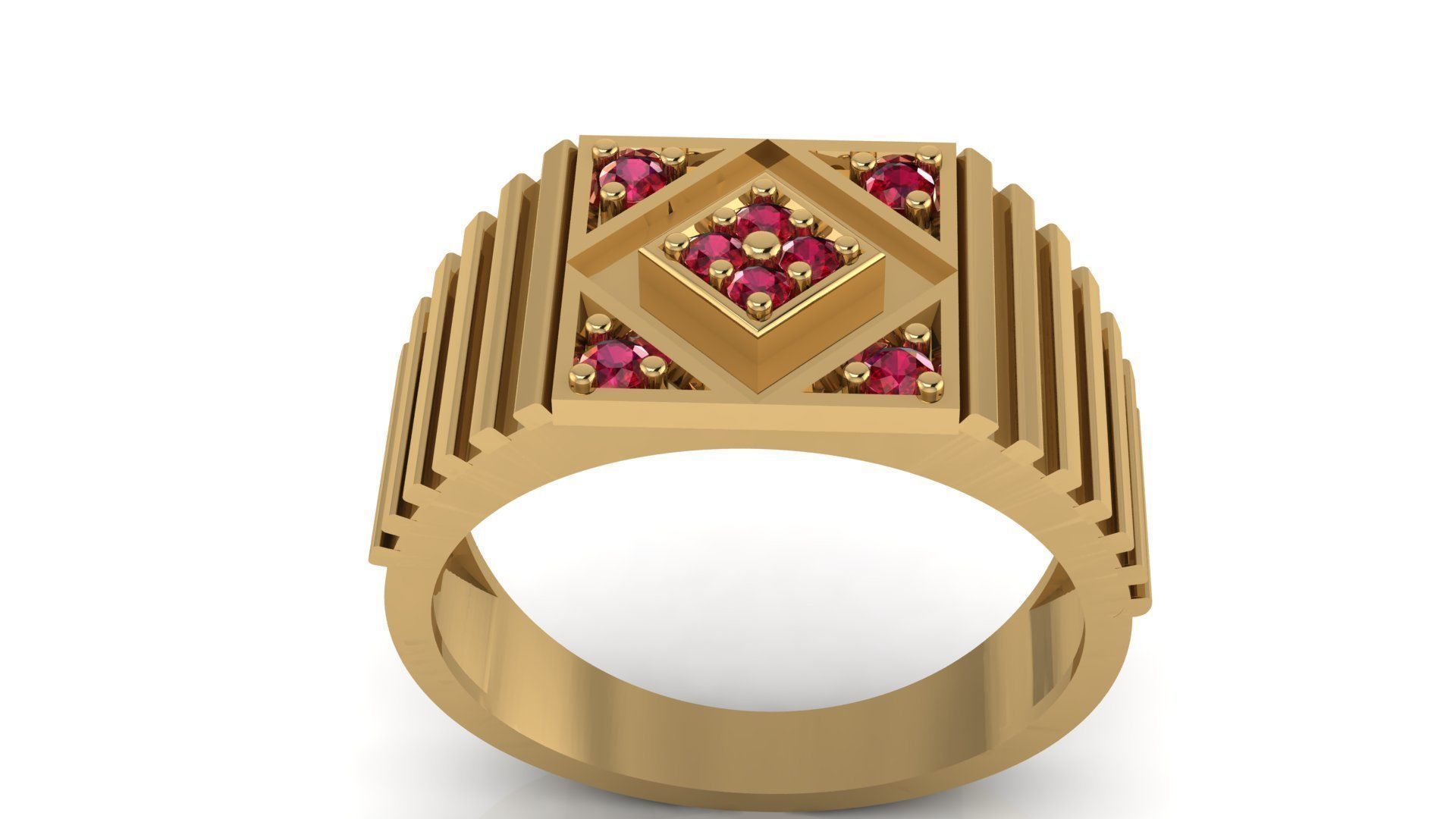 DIAMOND GENTS RING  3dm stl obj mtl  3D print model_4