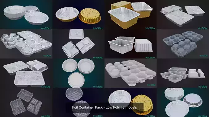 Foil Container Pack - Low Poly 3D Model Collection