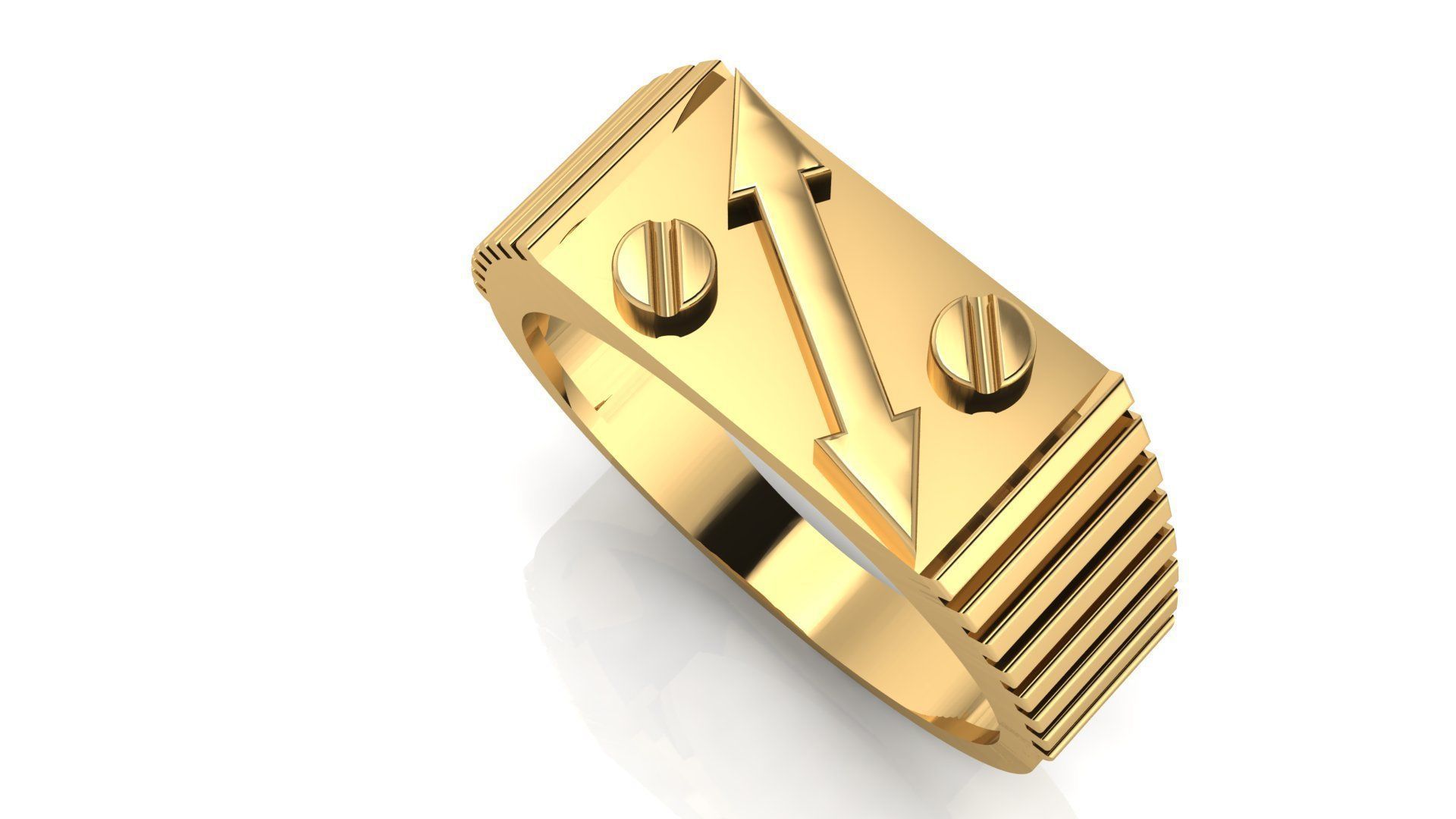 PERMIUM ARROW GENTS RING 3dm stl obj mtl 3D print model_5