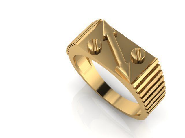 PERMIUM ARROW GENTS RING 3dm stl obj mtl 3D print model_2
