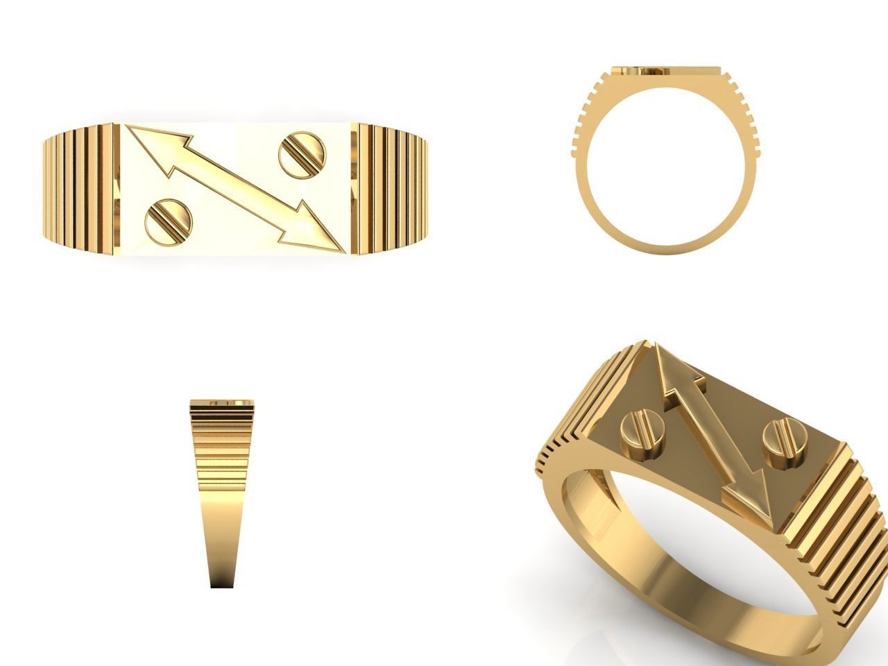 PERMIUM ARROW GENTS RING 3dm stl obj mtl 3D print model_8