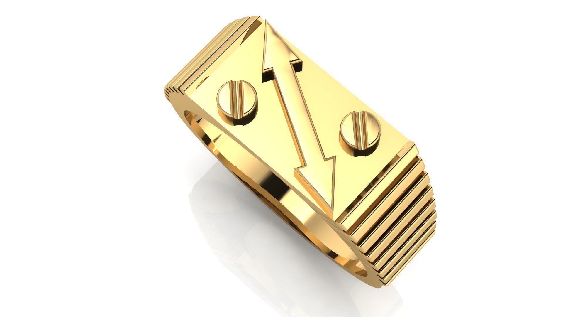 PERMIUM ARROW GENTS RING 3dm stl obj mtl 3D print model_6