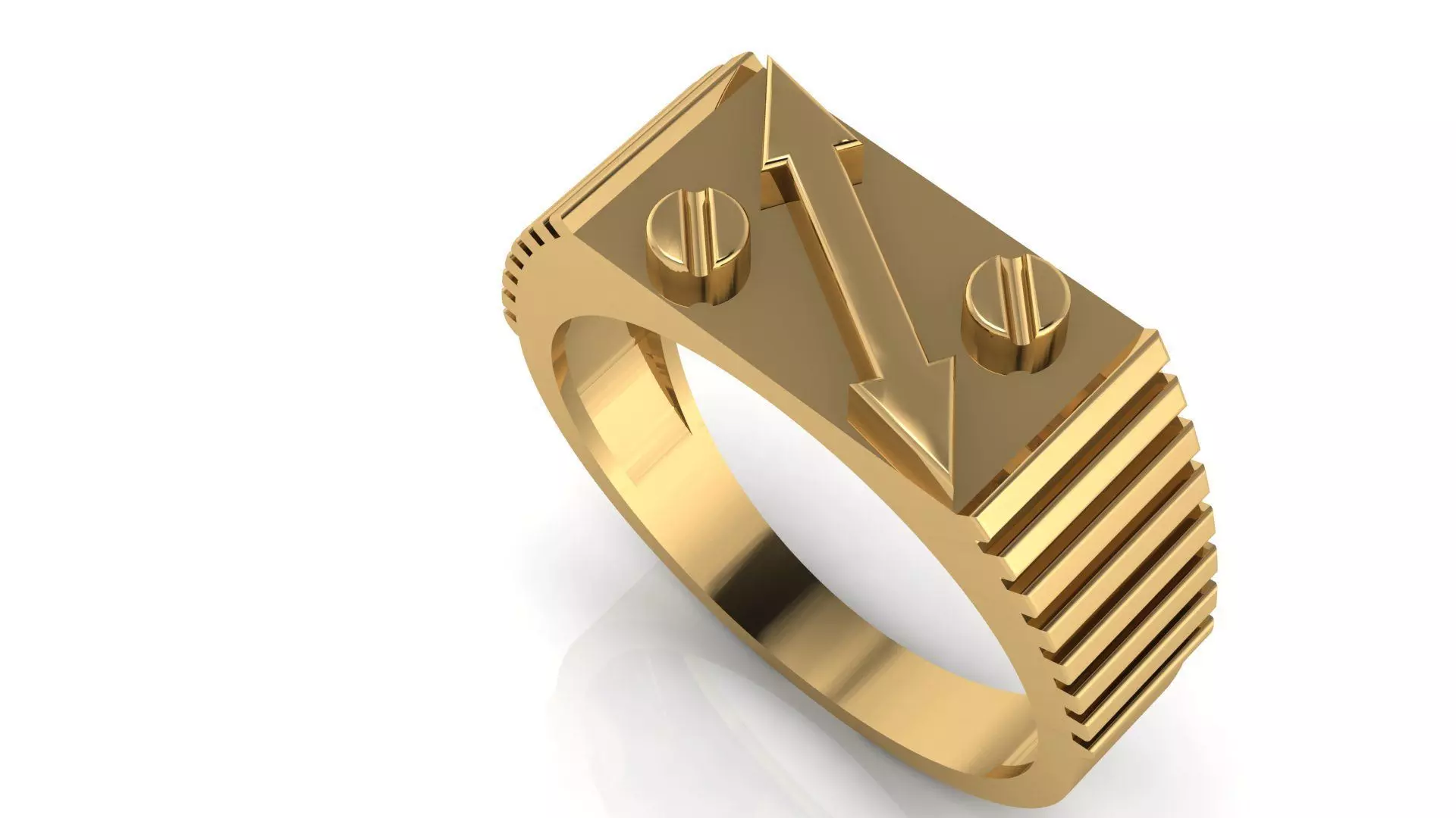 PERMIUM ARROW GENTS RING 3dm stl obj mtl 3D print model_0