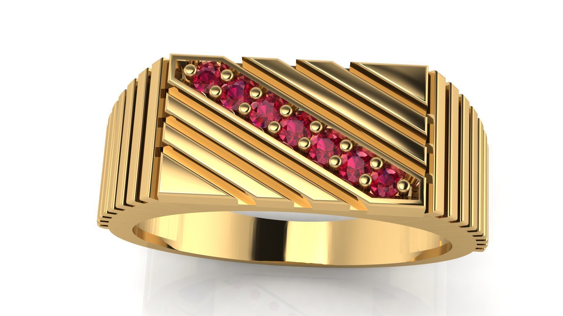 TOP UNIQUE DIAMOND GENTS RING  3dm stl obj mtl  3D print model_7