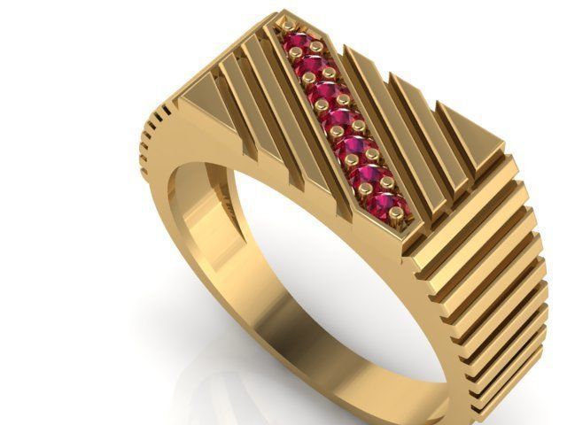 TOP UNIQUE DIAMOND GENTS RING  3dm stl obj mtl  3D print model_3