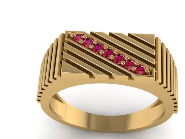 TOP UNIQUE DIAMOND GENTS RING  3dm stl obj mtl  3D print model_1