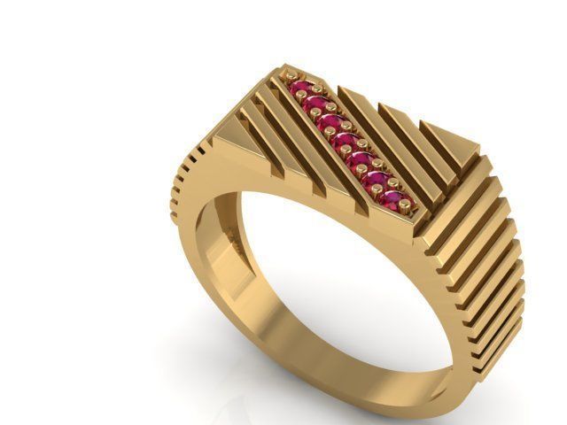 TOP UNIQUE DIAMOND GENTS RING  3dm stl obj mtl  3D print model_5