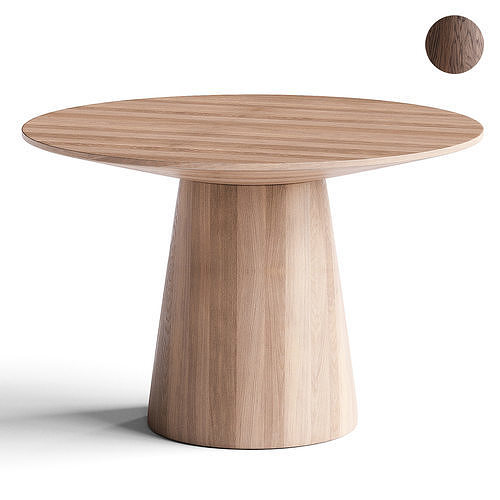 Wesley Round Table in Oak Low-poly 3D model