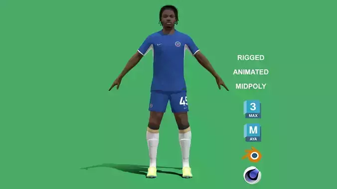 3D Rigged Romeo Lavia Chelsea 2024 3D model