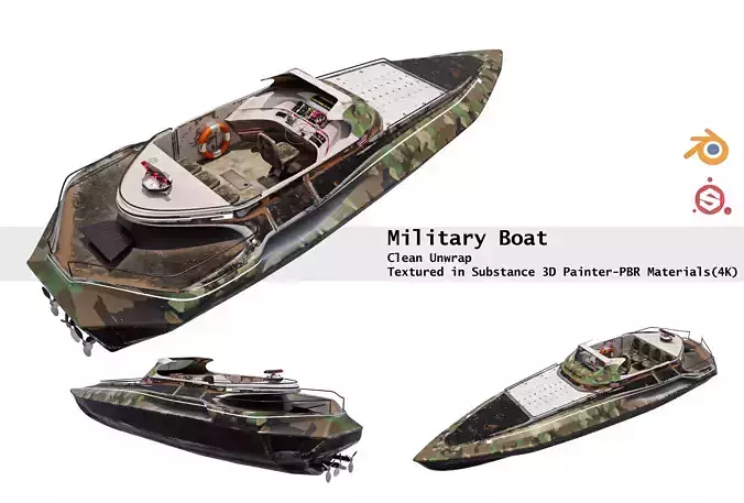 Military Boat-Interior and Exterior-High detailed